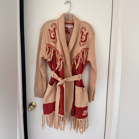 Idyllwind Jackets & Blazers - Idyllwind Western Tan and Burnt Red Fringe Cardigan